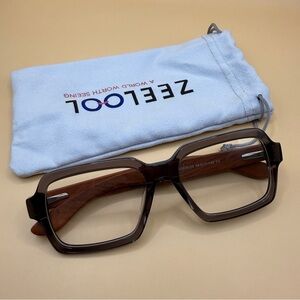 Zeelool Brown Square Glasses Frames, No Prescription